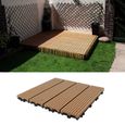 LaiZere!!! 11PCS!!! Dalles de jardin clipsables en bois composite terracotta 30 x 30 cm Type classique Revêtement de sol extérieur-1