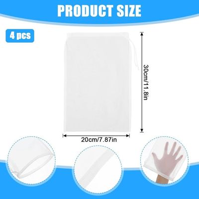 Lot De 4 Sacs à Lait Végétal - Nylon Alimentaire - 30x20 Cm - Pour Jus, Lait De Noix, Fromage