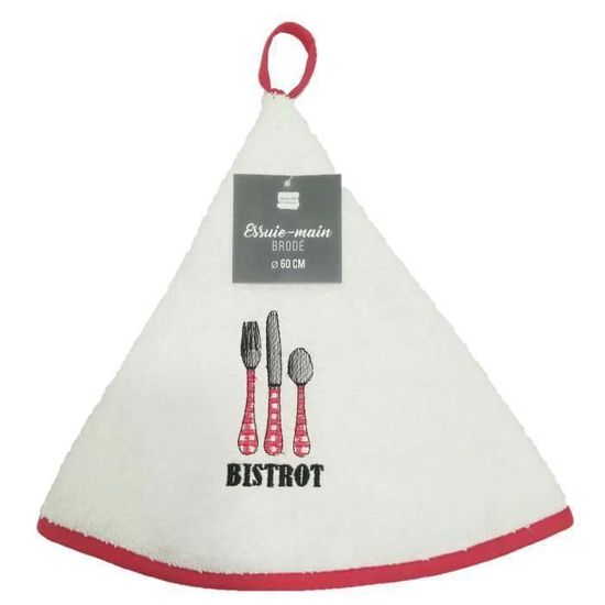 Essuie-mains Rond En éponge Coton - Diamètre 67 Cm, Couleur Blanc - Pour Salle De Bain, Cuisine, Douche