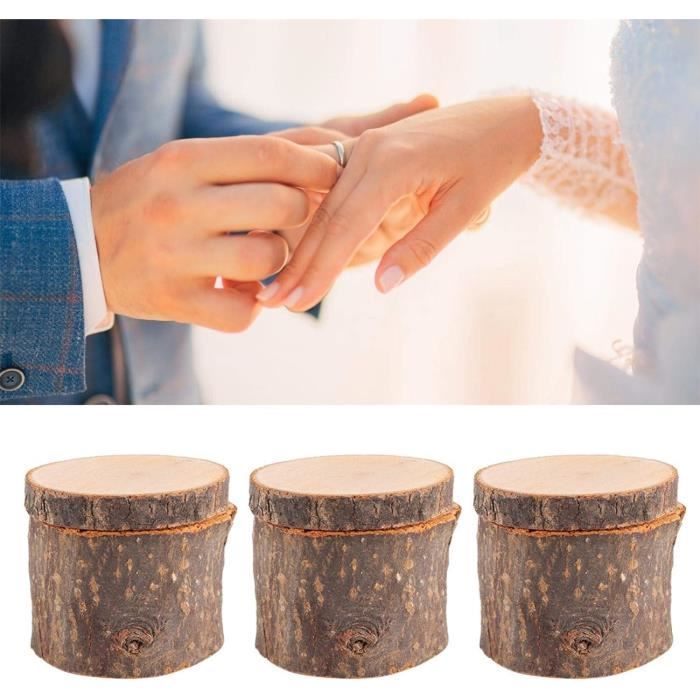 Boîte à Bagues En Bois - Lot De 2, Petit écrin Pour Alliance, Fiançailles, Mariage, Cadeau Romantique, Design Branche D'arbre