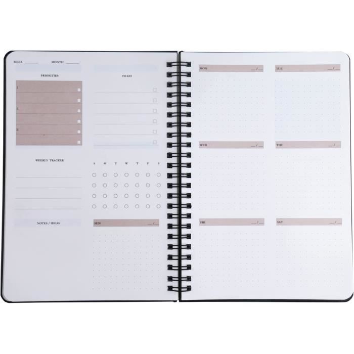 YHH Agenda Semainier Sans Date A5, Planner Semainier avec To Do List &  Traceur d'habitudes, Extra Notes Contact Pages, Poche, Spirale, Undated  Weekly