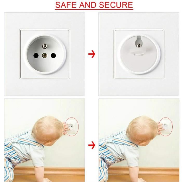 Kit de protecteur de sécurité de prise électrique pour bébé et  enfant,produit de protection de 3 pièces à clés, norme française, 15  pièces, (15 pcs)