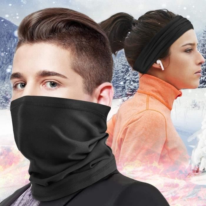 Foulard Tubulaire D'Hiver Doublé Polaire - Cache-Cou Épais Coupe-Vent - Homme/Femme - Pour Ski, Moto, Randonnée