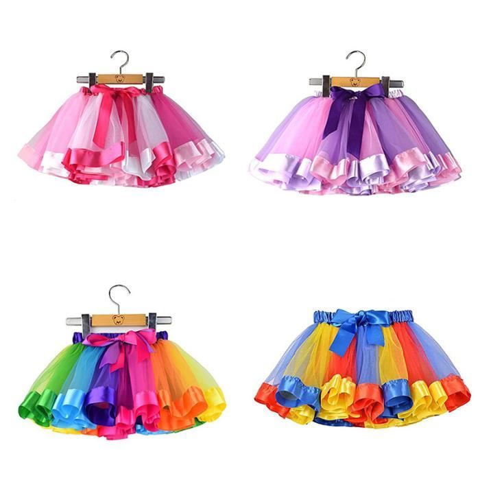 Tutu arc-en-ciel pour filles : jupe tutu en tulle pour petites filles - jupe en