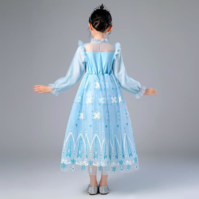 Kathévan Déguisement Reine des Neiges Robe Princesse Fille Déguisement  Carnaval Halloween Costume Cosplay Fête Anniversaire Cadeau F