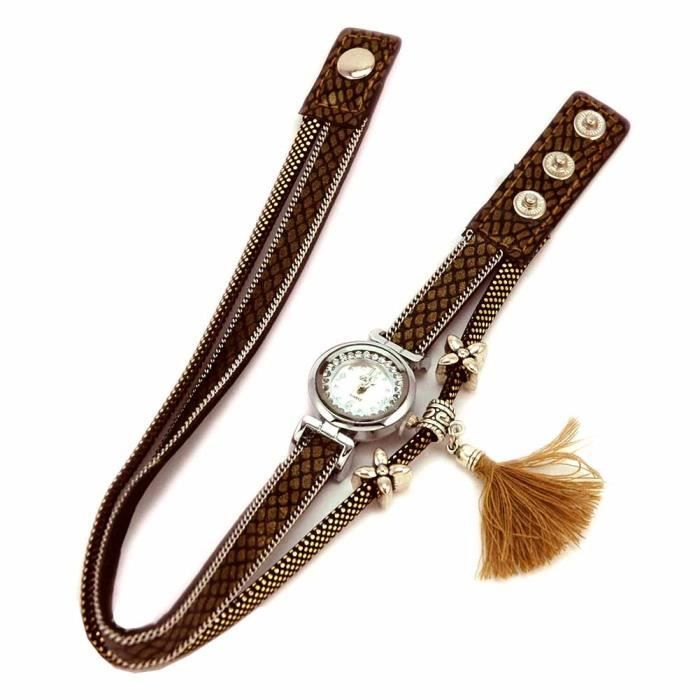 Bracelet montre cuir cheap retourné