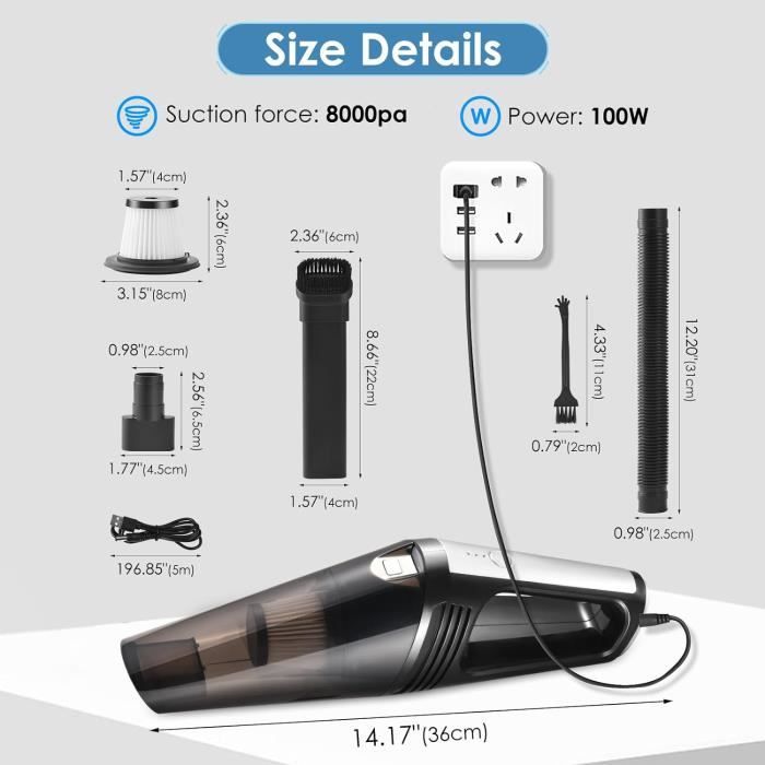 Miloll Aspirateur De Voiture Portable – Mini Aspirateur De