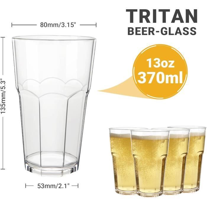 Verres à Vin Incassables En Tritan 440 Ml - Lot De 6 Colorés - Lavables Au Lave-vaisselle - Pour Fêtes, Pique-niques, Cadeaux