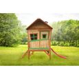 AXI Iris Maison Enfant avec Toboggan rouge | Aire de Jeux pour l'extérieur en marron & vert | Maisonnette / Cabane de Jeu en Bois-2