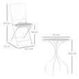 Outsunny Ensemble de jardin bistro 3 pièces 2 chaises pliantes et table ronde en métal époxy et plateau mosaïque - blanc-2