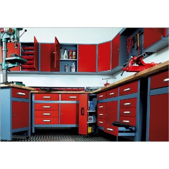 Kupper Armoire Murale L 40cm 1 Porte Et 2 Etageres Rouge