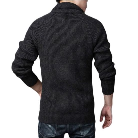 Pull matelasse homme en maille de revers D automne Vetement Masculin Gris