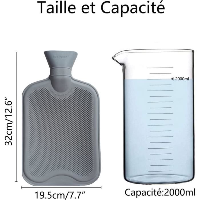 Chauffe-pieds En Peluche Non électrique - Bouillotte Amovible 2L, Lavable, Gris - Pour Se Réchauffer Les Pieds En Hiver, Maison/bureau/voiture