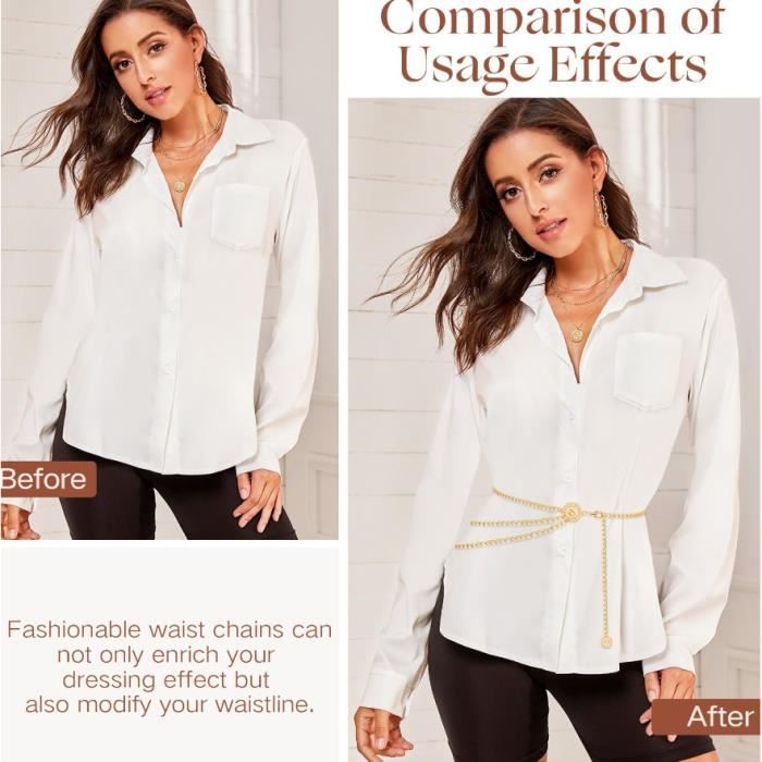 Ceinture Chaîne Dorée Femme - Chaîne De Taille Ajustable, Métal, Pour Robes, Plage, Soirées