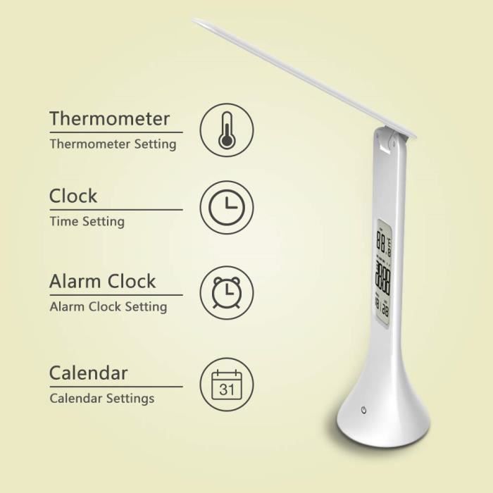 Lancoon Multifonctionnel LED Horloge De Bureau avec LCD Calendrier De Température 3 Niveaux De Réglage De La Luminosité Sound Activated Pen Holder Organisateurs De Bureau pour Bureau à Domicile