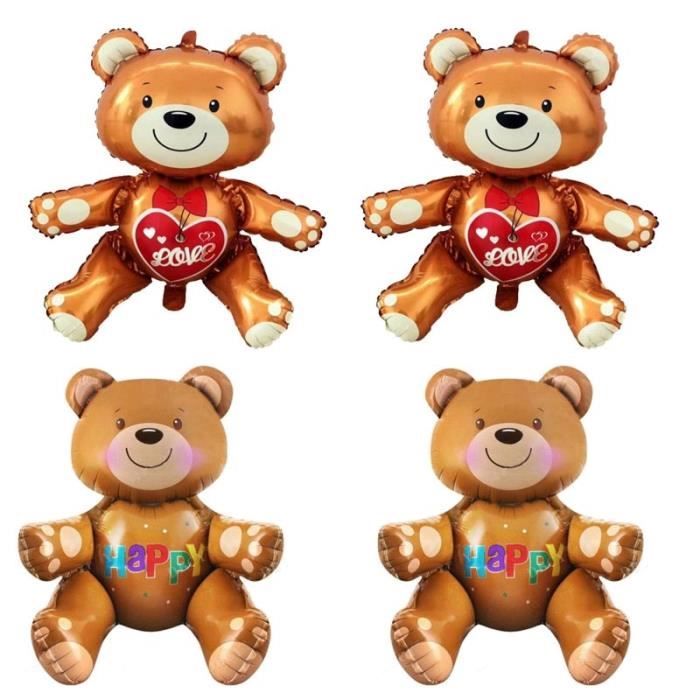2 Ballons Ours Géants En Alu – Bleu Et Rose, Déco De Fête Pour Enfants, Réutilisables
