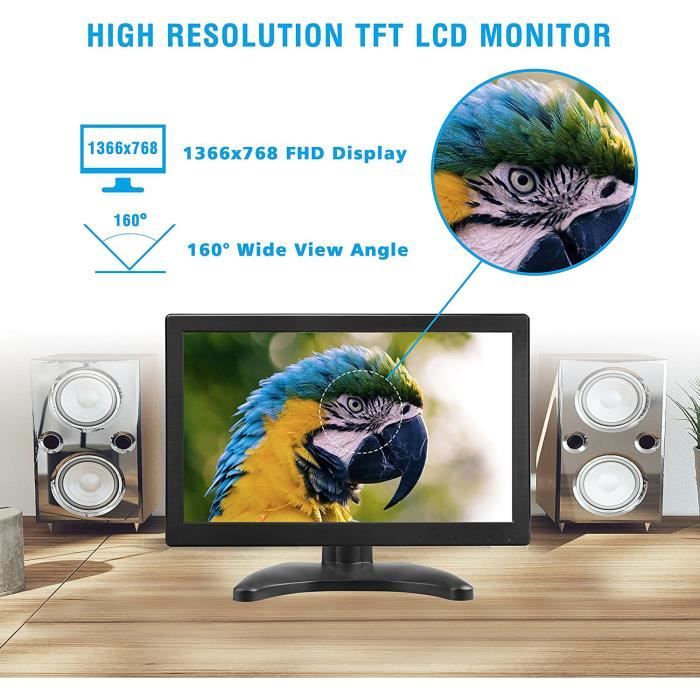 12'' HDMI Moniteur 1366 x 768 Mini écran LCD pour ordinateur CCTV