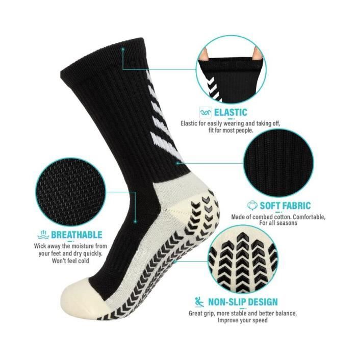 Lot De 3 Paires De Chaussettes De Football Antidérapantes