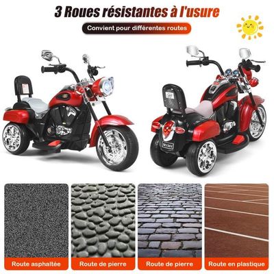 Moto Électrique pour Enfants DREAMADE - Rouge - Phare Réglable