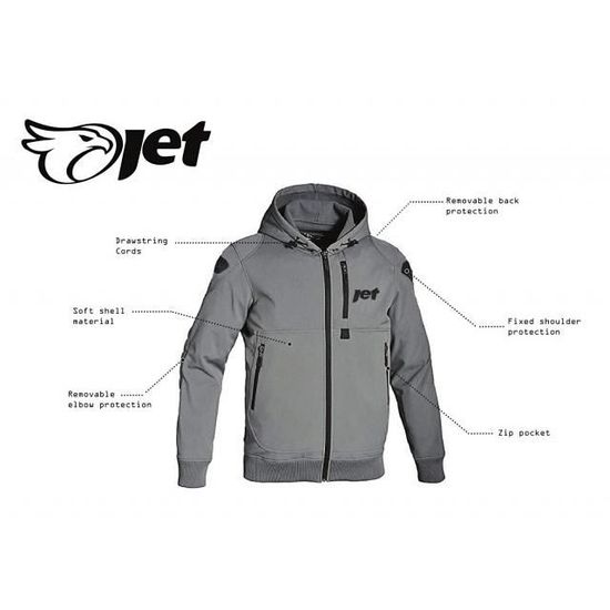 Jet blouson veste moto homme à capuche soft shell blindé shop