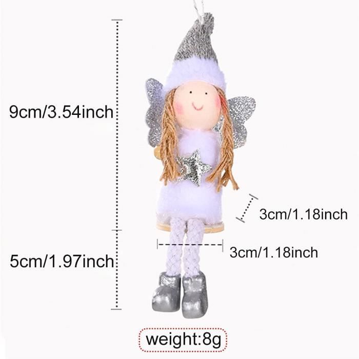 Lot De 4 Pendentifs Anges En Peluche Pour Sapin De Noël - Décorations Douces Et Traditionnelles - 9