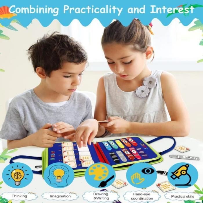 Planche D’activités Montessori – Accessoires DIY Motricité Fine, Forme, Rail, Robot – Enfant
