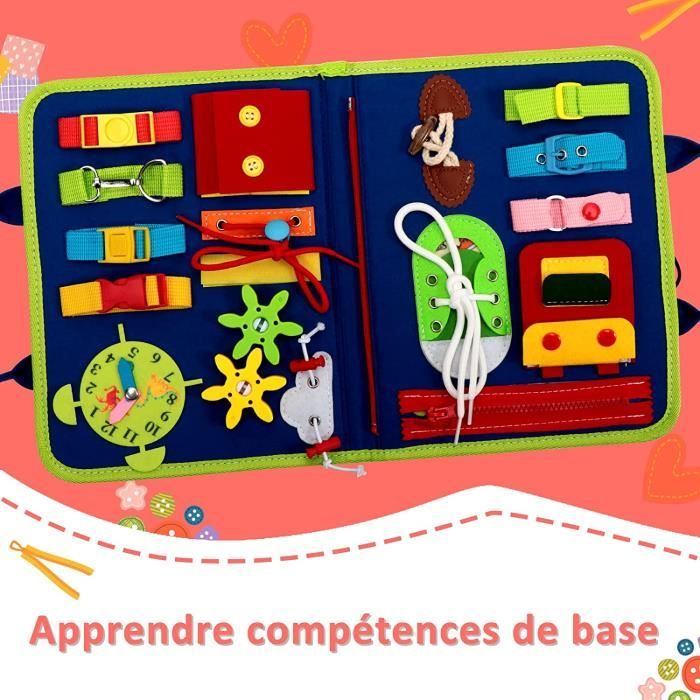 Busy Board Montessori 3 Couches – Dinosaure, Portable, Pour 1-5 Ans, Motricité Fine