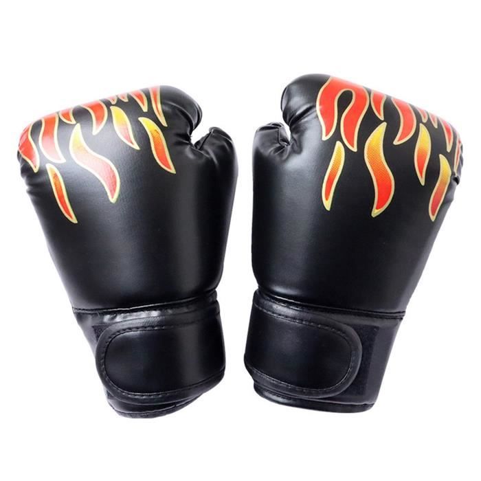 Le noir - Gants de boxe professionnels en cuir PU pour enfants, respirant,  en flamme, pour entraînement, maté - Cdiscount Sport