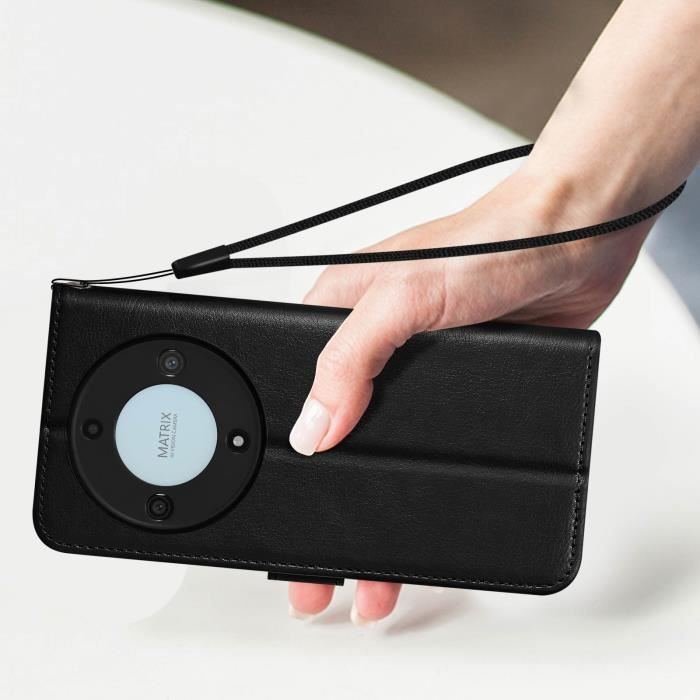 Étui Portefeuille Avec Dragonne Avizar Pour Honor Magic 6 Lite 5G - Similicuir Marron - Neuf