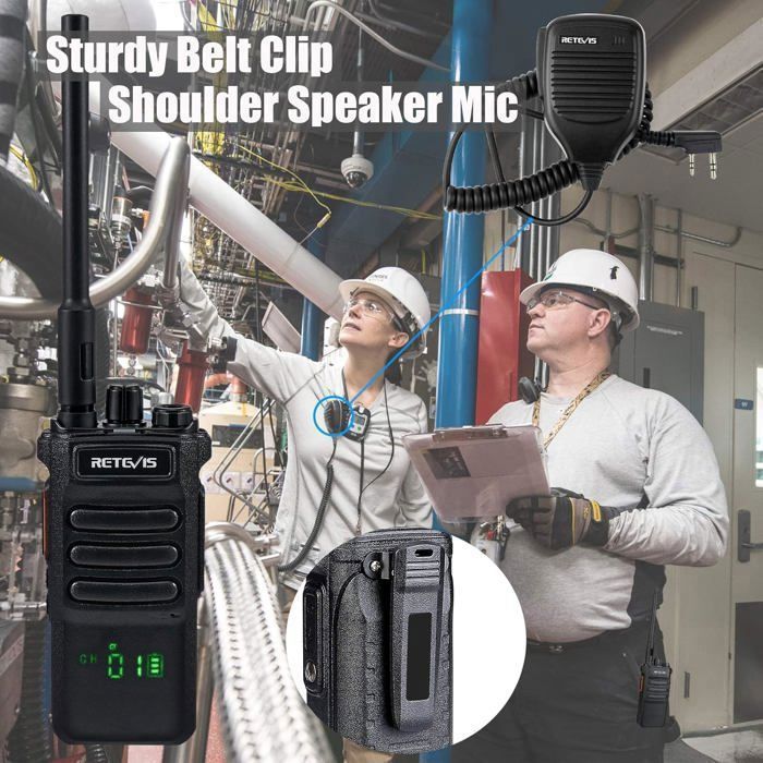 Retevis RT86 Talkie Walkie Longue Portée, Talkie-Walkie Haute Puissance avec Prise 6 Voies, Alarme à Distance, Radio Bidirectionnelle Robuste pour la Construction et L'entrepôt