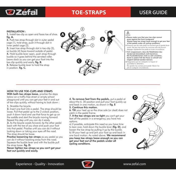Zéfal - TOE-CLIPS 43 - Cale pieds pour pédales plates