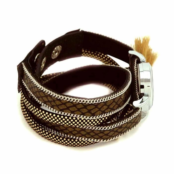 Bracelet montre cuir cheap retourné