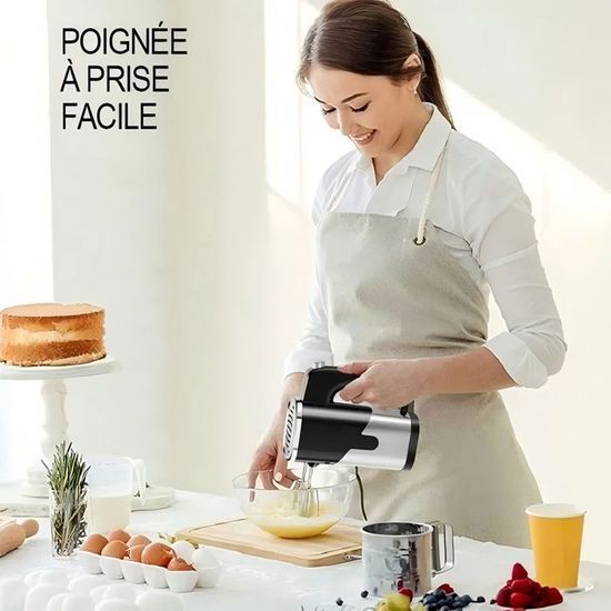 Teur électrique 7 Vitesses Avec 2 Fouets Et 2 Crochets Pétrisseurs