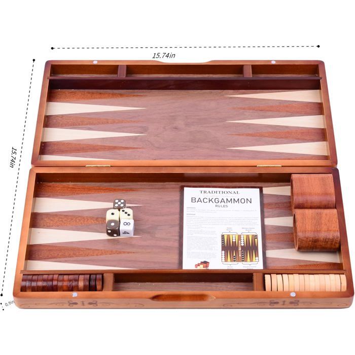Jouez au Backgammon sur un Plateau de Luxe en Bois de Palissandre Jouez au Backgammon sur un Plateau de Luxe en Bois de Palissandre