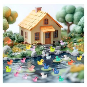 150 Pcs Petit Canard Jaune Lumineux De Bébé Mini Figurines D'animaux En