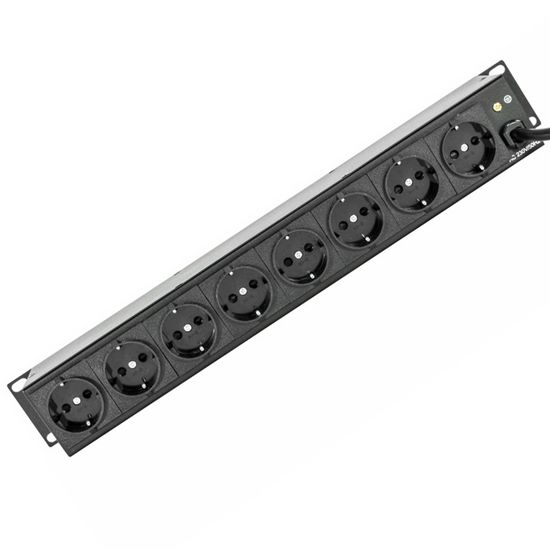 Ibiza - LC806S-FR - 19' 8-way Built-in Socket Strip With Special Switches - Black Aluminium Alloy - 8 E-type Sockets - View #9