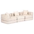 Brico*9659Elégant - Canapé droit fixe 3 places Canapé de relaxation Pouf modulaire- Canapé d'angle Sofa Confortable Beige Tissu-0