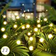 Lampe Solaire Exterieur, 2 Pièces 22 LED Lumière Luciole Solaire Exterieur Decoration Jardin Etanche, 2 Modes Éclairage, Blanc-0