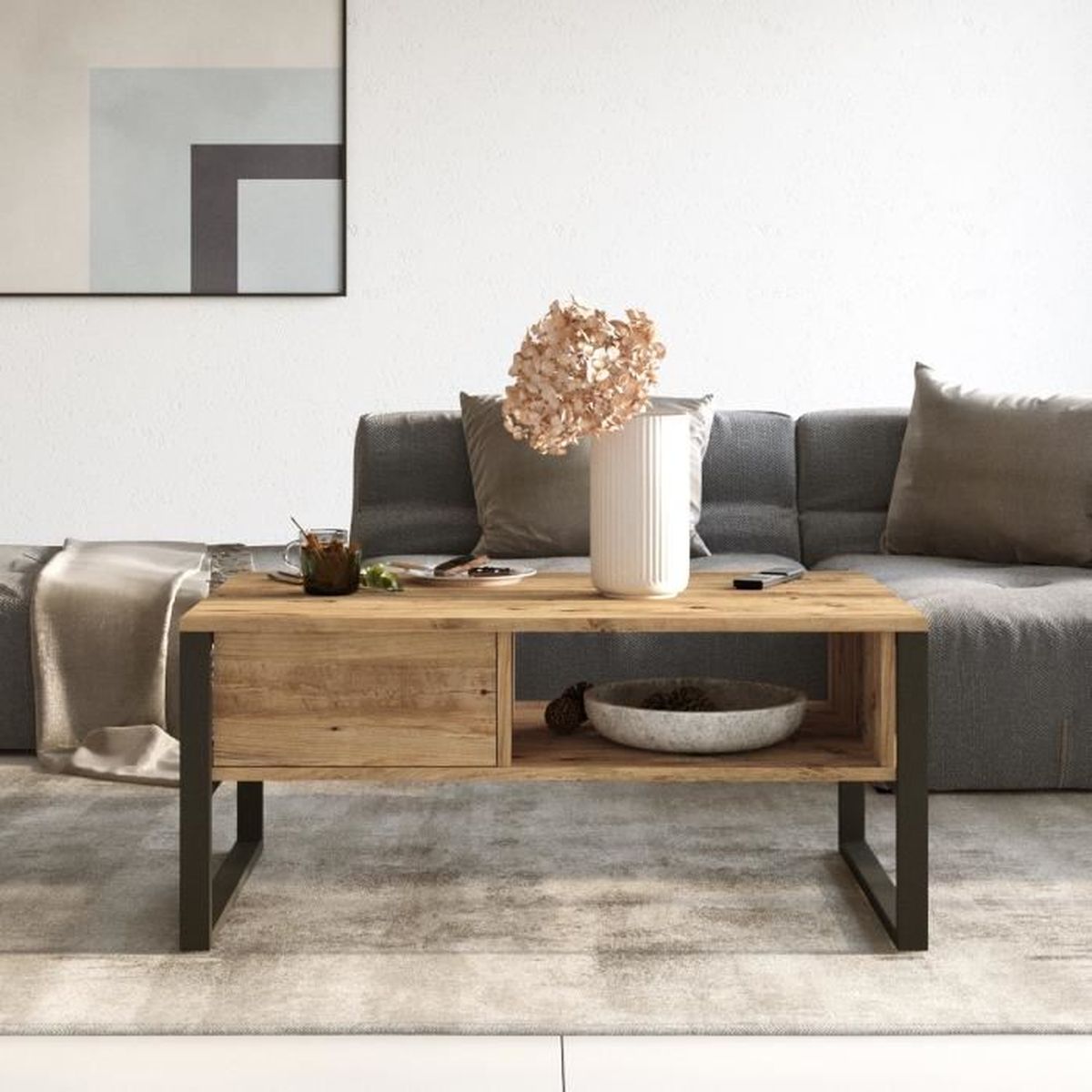 Yurupa Table basse,Industrielle Table de Salon Style Vintage, Table d