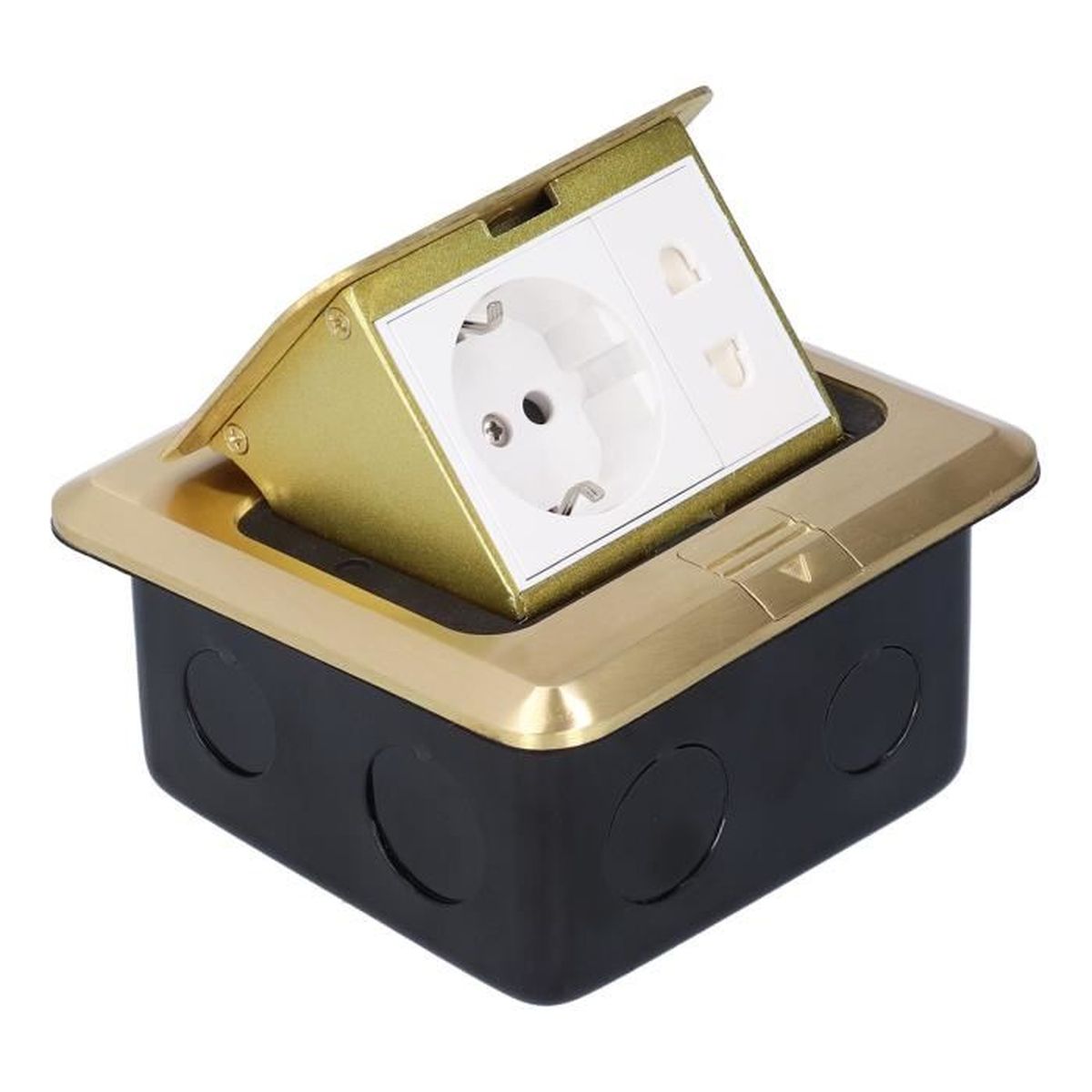 Prise Encastrée Sol Double Prise + USB - 4000W, IP40, Acier Inoxydable | Pour Bureau, Maison, étanche