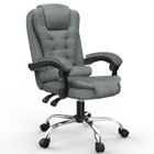 BIGZZIA Fauteuil de bureau ergonomique en lin, Siège Ergonomique à roulette 360° , haut dossier et réglable en hauteur, Gris foncé