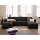 BESTMOBILIER Regala - canapé panoramique - 7 places - convertible avec coffre - en tissu - Noir