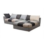 VENTE-UNIQUE Canapé d'angle convertible en tissu ROMANE - Gris - Angle droit - 2 places - Design contemporain
