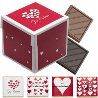 Coffret chocolats Saint Valentin cadeau boîte 40 Carrés de Chocolat Je t’Aime Chocolats au Lait et Noir 100% Pur Beurre Cacao 200gr