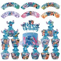 Cartoon Stitch Theme Cake Cupcake Toppers Décorations de fête d’anniversaire pour enfants Fournitures de fête d’anniversaire