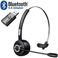 Casque Mono Micro Bluetooth 5.0 avec Réduction du Bruit et Fonction de Sourdine pour PC - Noir