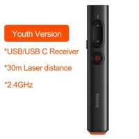 Couleur 30M noir Baseus pointeur Laser USB sans fil, avec télécommande, stylo de présentation infrarouge pour projecteur, glissièr