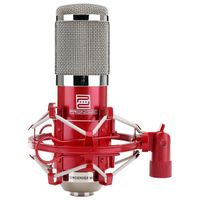 Pronomic CM-100R Studio microphone condensateur incl. suspension & filtre anti pop en rouge