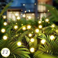 Lampe Solaire Exterieur, 2 Pièces 22 LED Lumière Luciole Solaire Exterieur Decoration Jardin Etanche, 2 Modes Éclairage, Blanc