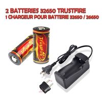 ®cBOX Kit de 2 Batteries rechargéables 32650 Trustfire 6000 mAh avec un Chargeur